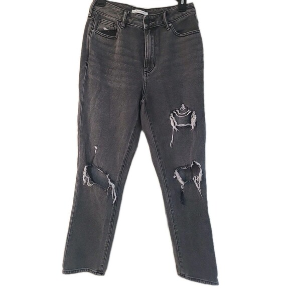 Pacsun Women’s Size 27 Distressed Mom Light Black Denim Jeans - Picture 2 of 14